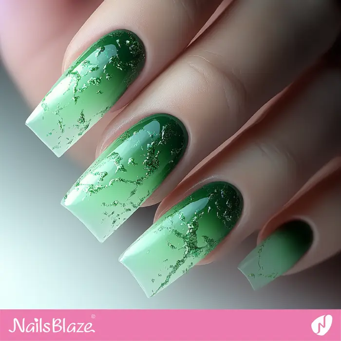 Green Ombre Nails Water Splash Design | Green Ombre Nails - NB6506