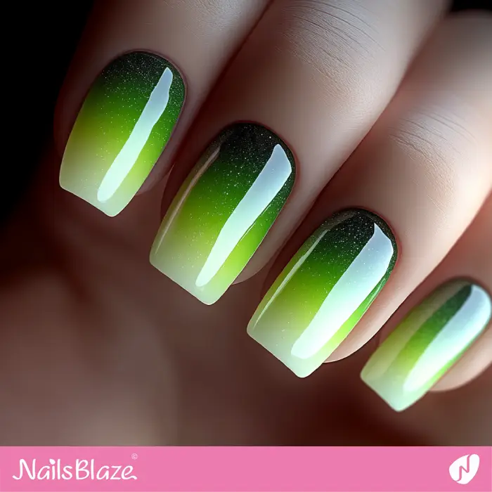 Short Green Ombre Nails | Green Ombre Nail Art - NB6507