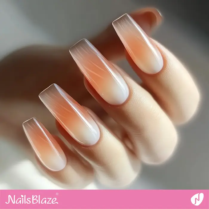 Nude Coffin Nails Ombre Design | Nude Ombre Nails - NB6539