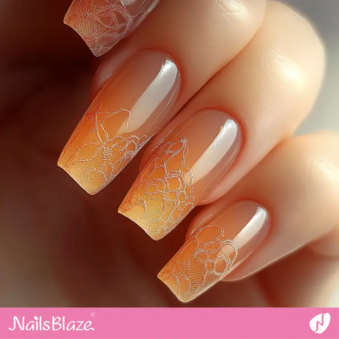 Lace-inspired Nude Ombre Nails | Nude Ombre Nail Art - NB6543