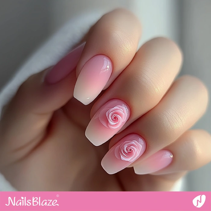 Roses for Ombre Nails Design | Pink Ombre Nails - NB6493