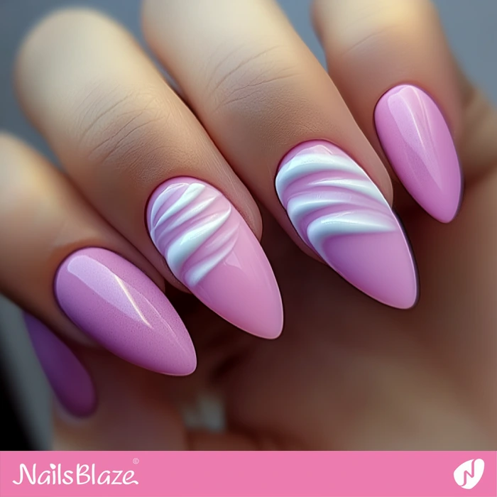 Pink Nails with Ice cream Theme | Pink Nails - NB6487