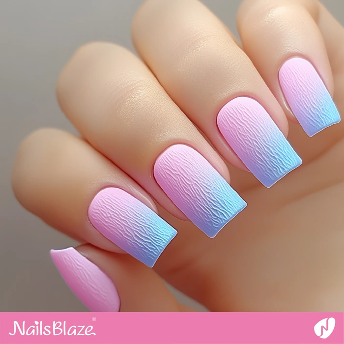 Textured Pink and Blue Ombre Nails | Pink Ombre Nails - NB6490