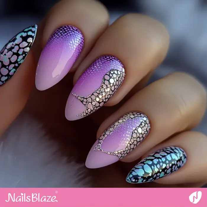 Snake-inspired Purple Ombre Nails Design | Purple Ombre Nail Art - NB6518