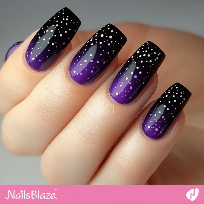 Purple Ombre Nails Polka Dots Design | Purple Ombre Nails - NB6510