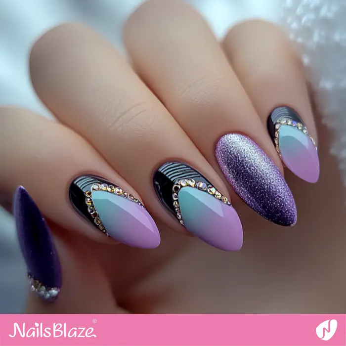 Luxury Purple Ombre Nails Design | Purple Ombre Nails - NB6514