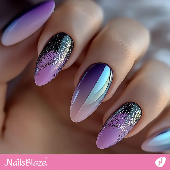 Embellished Purple Ombre Nails | Purple Ombre Nail Art - NB6516