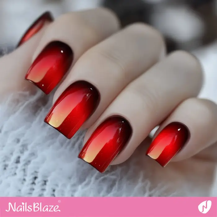 Red Ombre Design for Square Short Nails | Red Ombre Nails - NB6533