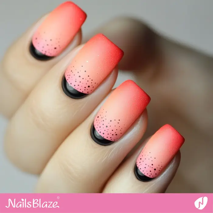 Matte Ombre Nails Reverse French Design | Red Ombre Nails - NB6523