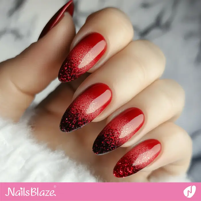 Red Ombre Nails Glitter Design | Red Ombre Nails - NB6524