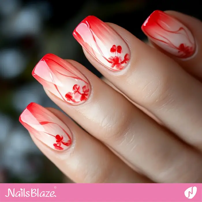 Red Ombre Nails Watercolor Design | Red Ombre Nails - NB6530