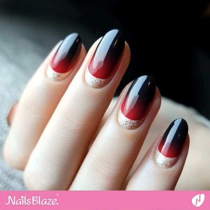 Dark Gradient Nails with Reverse French Design | Reverse French Nails - NB5565