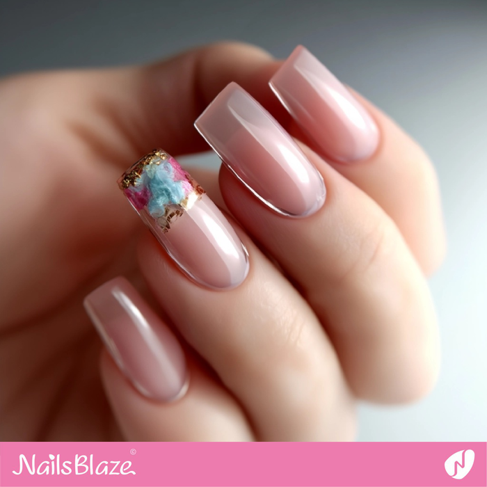 Watercolor Theme Ring Finger Design for Clear Nails | Ring Finger Nail Designs- NB8103
