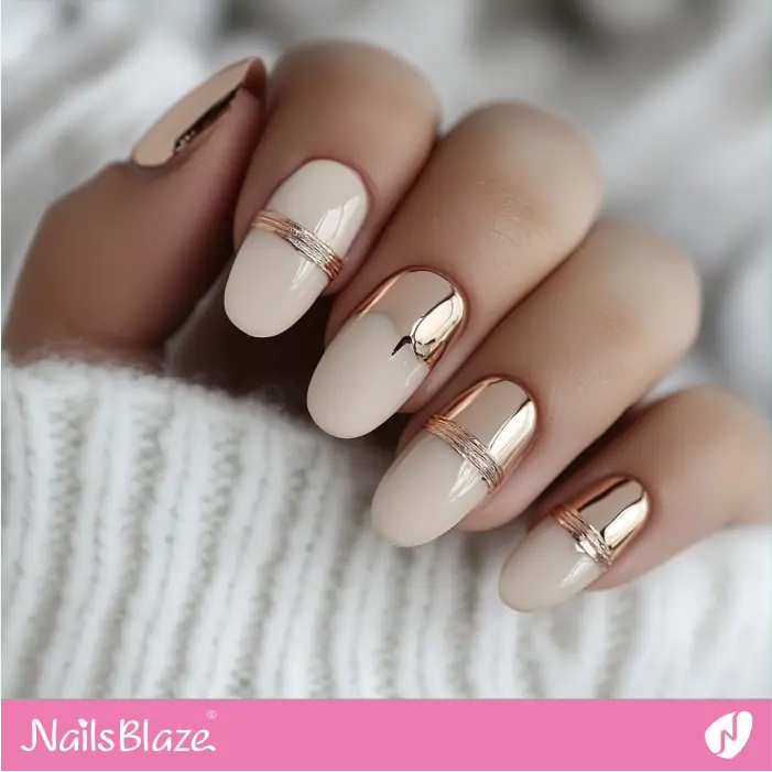 Rose Gold Accent for a Modern Look | Rose Gold Nail Art- NB7828