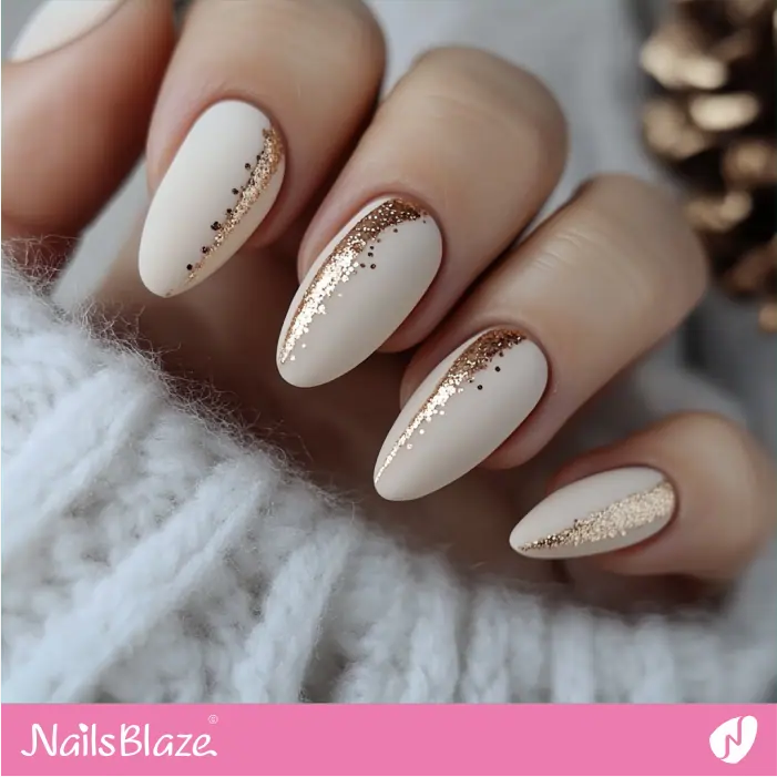 Rose Gold Details for White Nails Design | Rose Gold Nail Art- NB7833