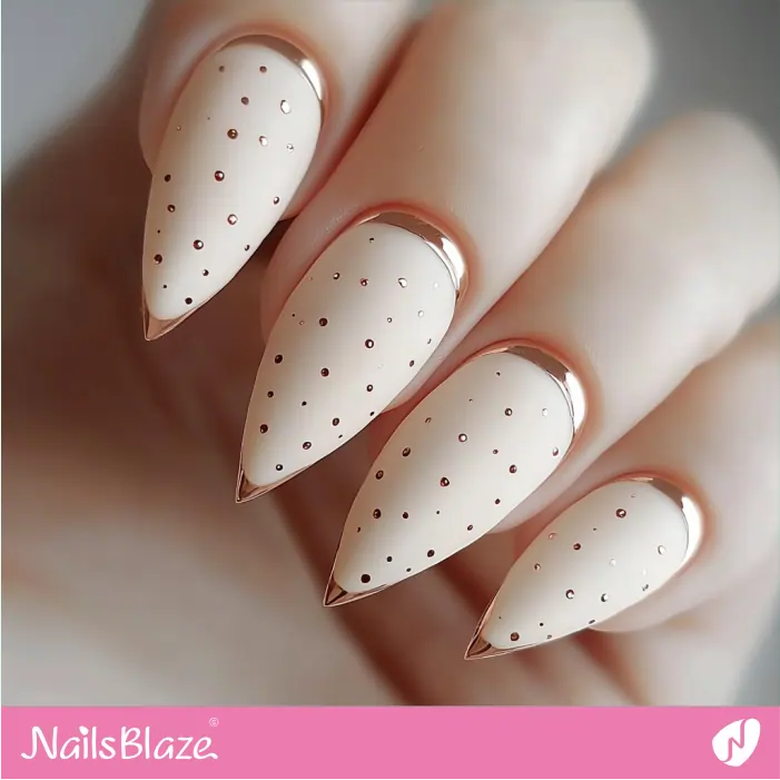 Matte Nails with Rose Gold Dots | Rose Gold Nail Art- NB7803