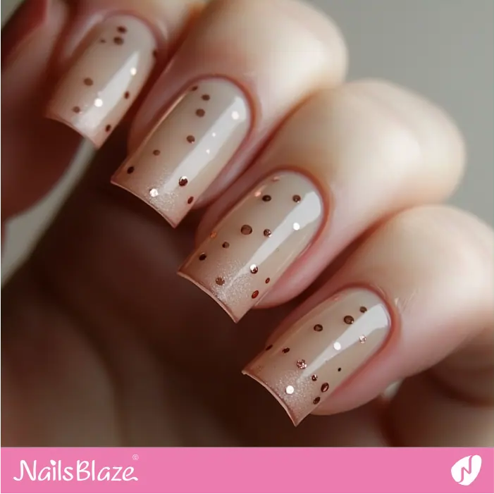 Rose Gold Dots for Squared Glossy Nails | Rose Gold Nail Art- NB7804