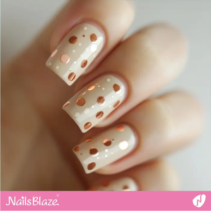 Rose Gold Polka Dot Nails Design | Rose Gold Nail Art- NB7808