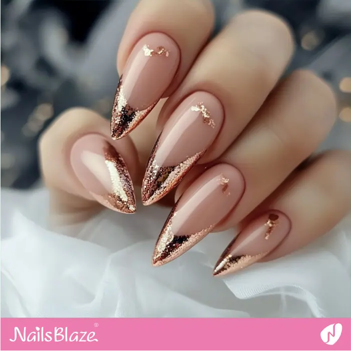 Rose Gold Tips for a Luxury Nail Design | Rose Gold Nail Art- NB7840