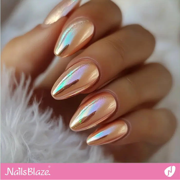 Simple Holographic Rose Gold Nails | Rose Gold Nail Art- NB7811