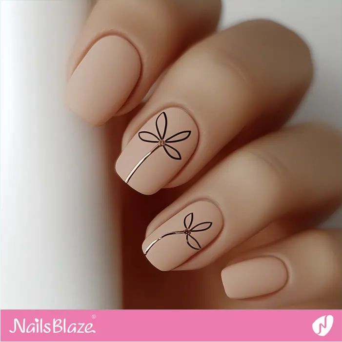 Abstract Line Art in Rose Gold for Nails | Rose Gold Nail Art- NB7810