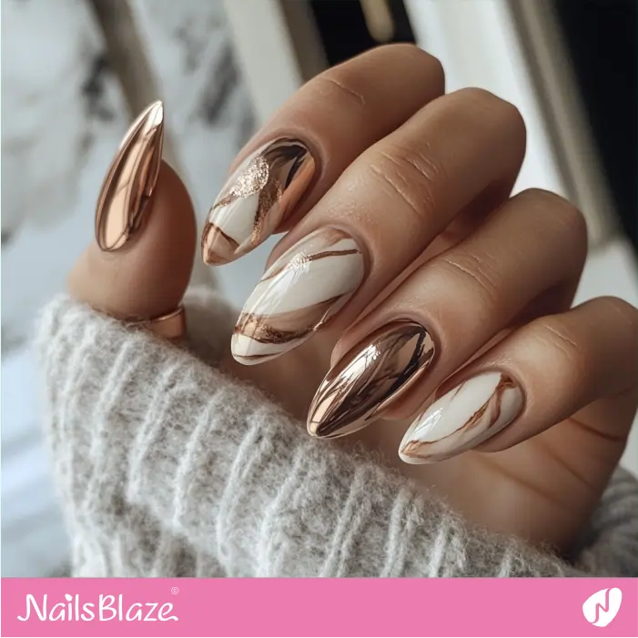 Luxury Marble Rose Gold for Nails Design | Rose Gold Nail Art- NB7815