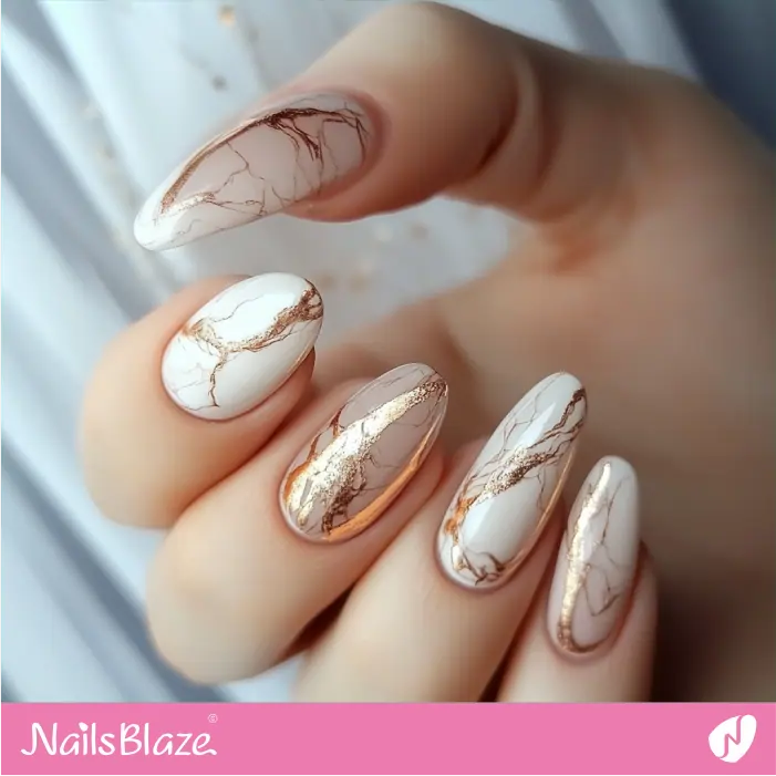 Marbleized Rose Gold for a Classy Look | Rose Gold Nail Art- NB7817