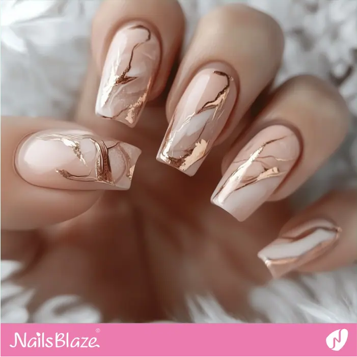 Rose Gold Swirls for Marble Nails Design | Rose Gold Nail Art- NB7820