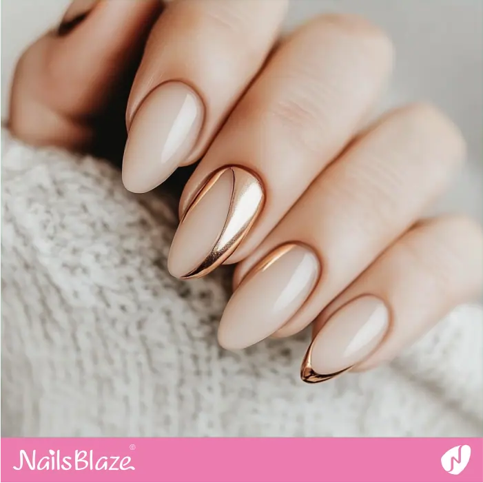 Rose Gold and Nude Negative Space Design | Rose Gold Nail Art- NB7837