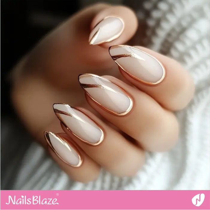 Rose Gold Accent for a Negative Space Look | Rose Gold Nail Art- NB7838