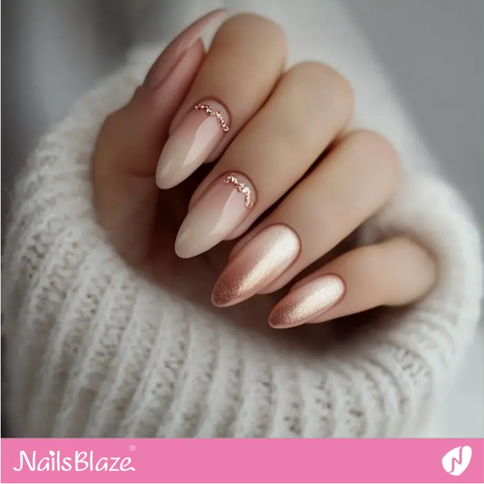 Rose Gold Ombre Accent Nails | Rose Gold Nail Art- NB7852