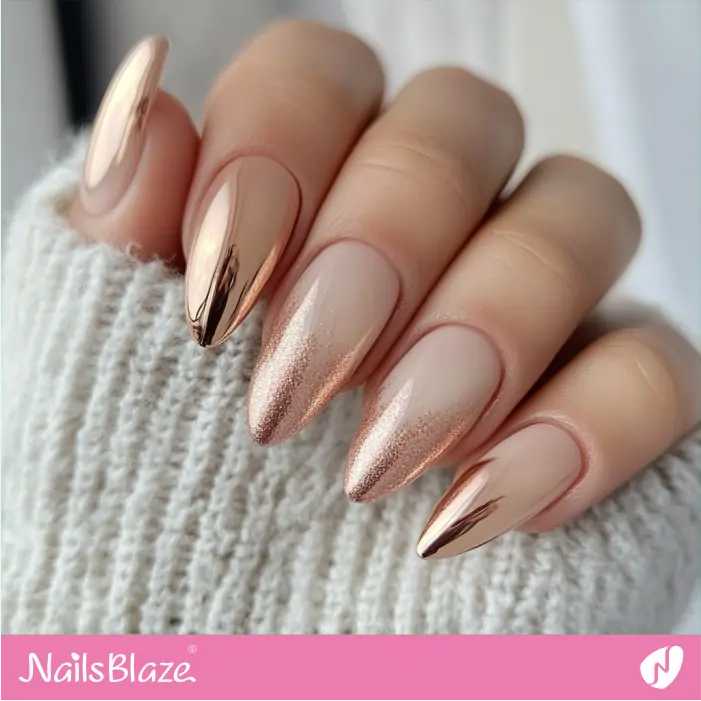 Rose Gold Glitter for an Ombre Look | Rose Gold Nail Art- NB7855