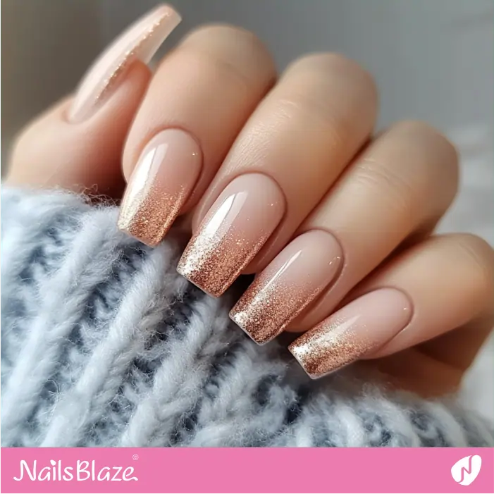 Rose Gold Glitter Ombre Nails | Rose Gold Nail Art- NB7856