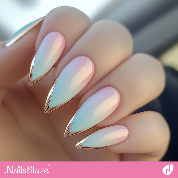 Soft Pastel Nails with Rose Gold French | Rose Gold Nail Art- NB7860