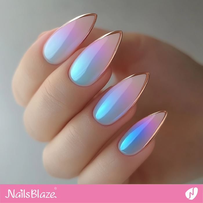 Pastel Gradient Nails with Rose Gold Tip | Rose Gold Nail Art- NB7861