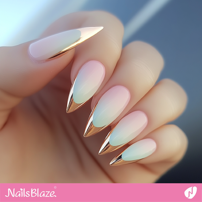 Rose Gold Tips for Elegant Pastel Gradient Nails | Rose Gold Nail Art- NB7862