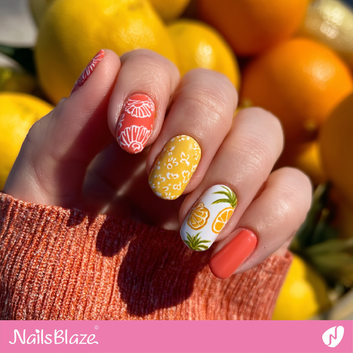 Summer Fruit and Seashell Nails Design | Seashell Nails- NB8216