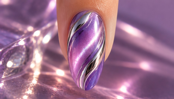 Cat-Eye and Chrome Nails