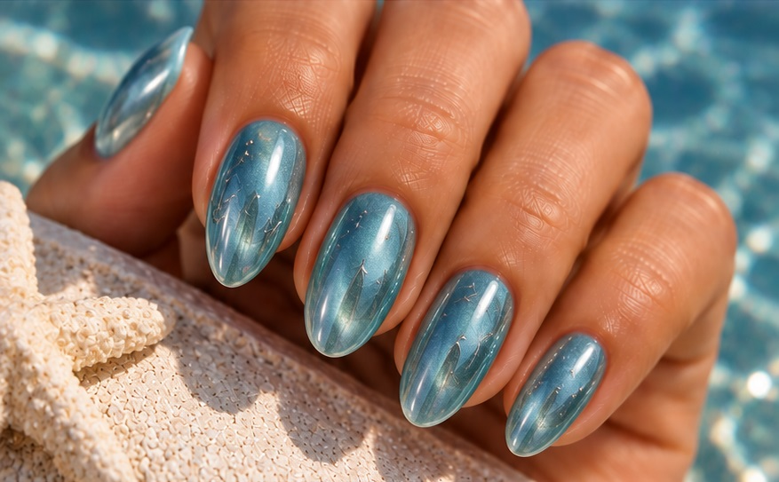 Aqua Cat-Eye and Silver Stars