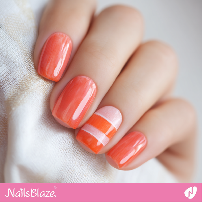 Watery Orange Nails with Accent Design | Watery Nails- NB8246
