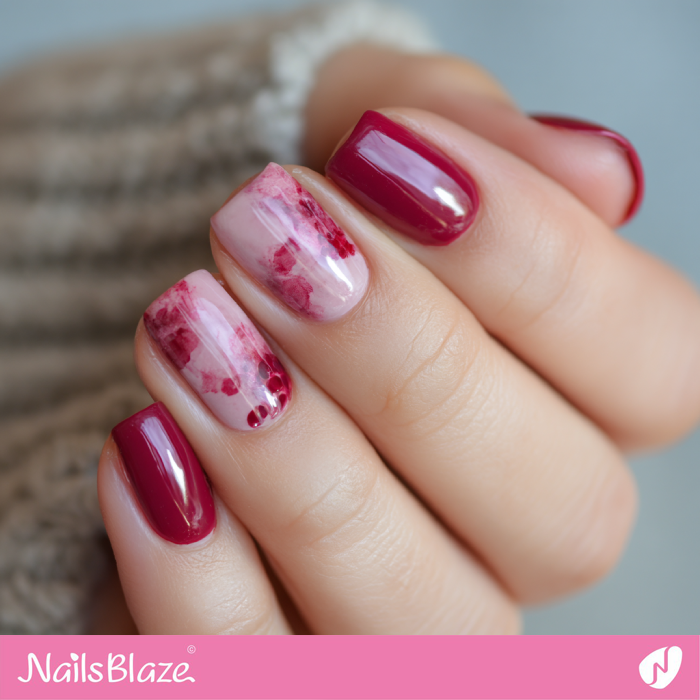 Watery Raspberry Nails with Marble Accents | Watery Nails- NB8253