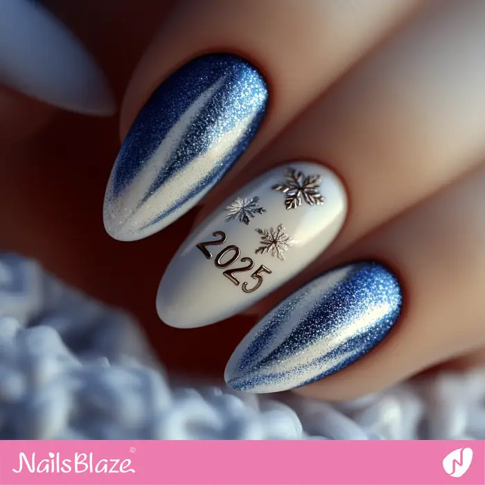 Elegant Blue Glitter Nails | Winter 2025 Nails - NB6631