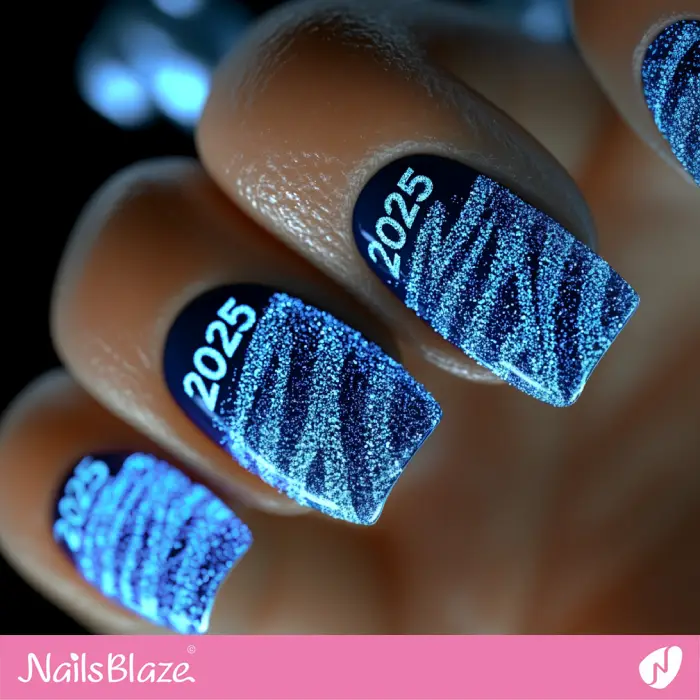 Blue Glitter Winter Nails Design | Winter 2025 Nails - NB6649