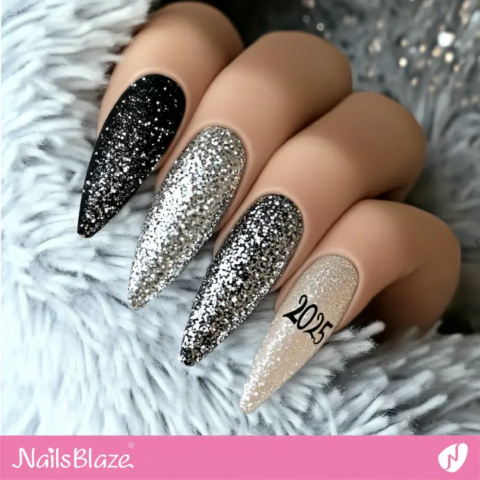 Winter Bling Stiletto Nails Design | Winter 2025 Nails - NB6651