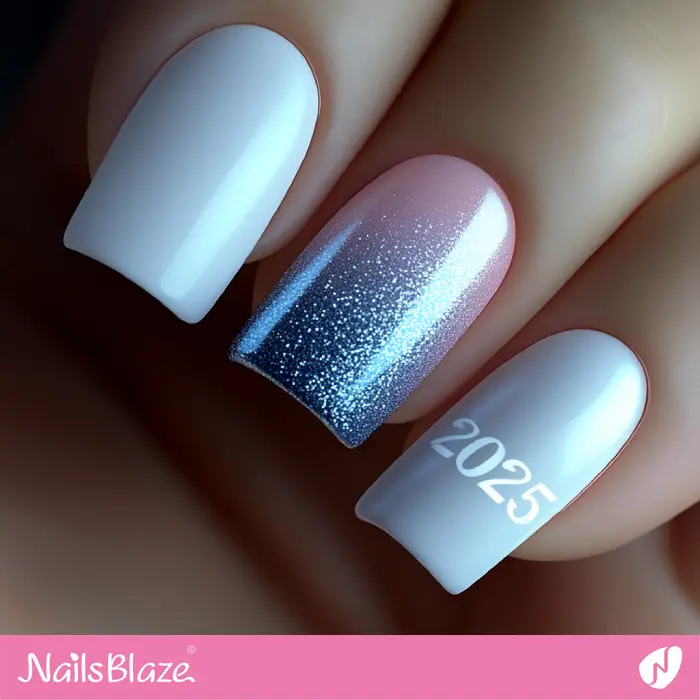 Square Nails Ombre Glitter Design | Winter 2025 Nails - NB6654