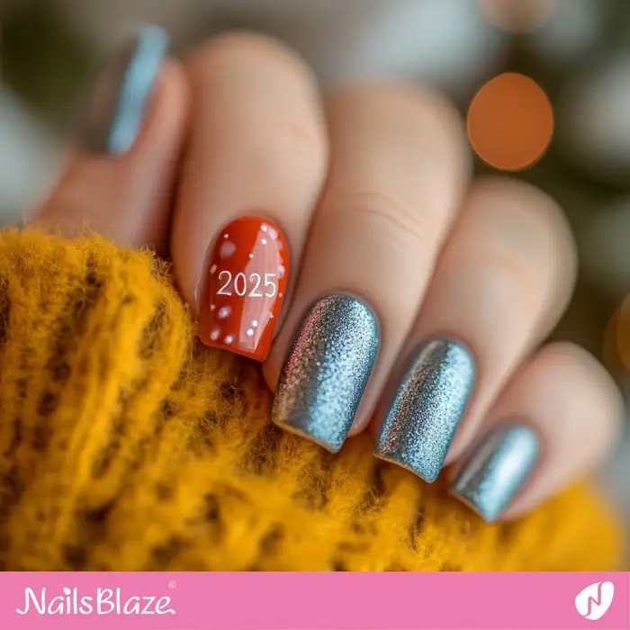 Winter Blue Glitter Nails | Winter 2025 Nails - NB6656