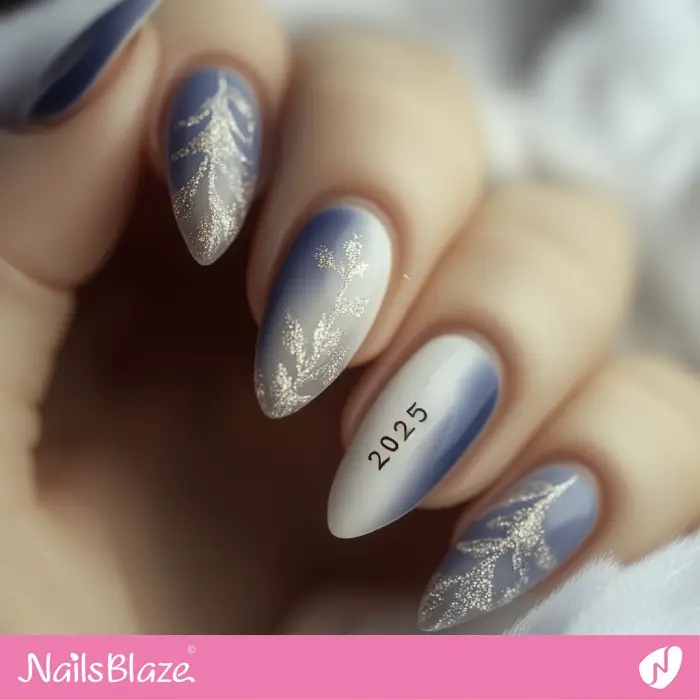 Embellished Blue Ombre Nails for Winter | Winter 2025 Nails - NB6664