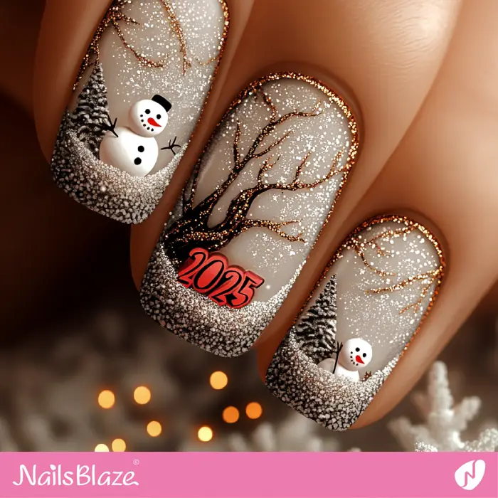 Snowman Design French Nails | Winter 2025 Nails - NB6621