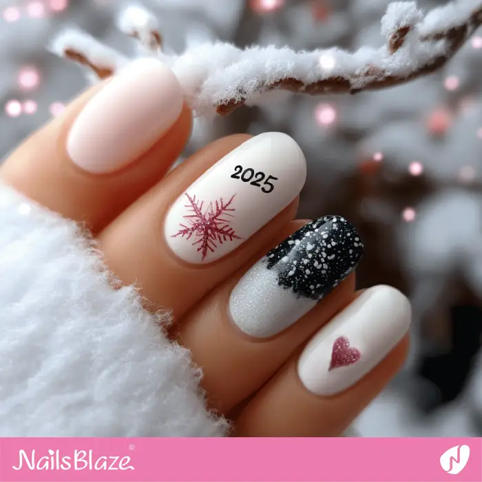 Love for Snow Simple Nails Design | Winter 2025 Nails - NB6625