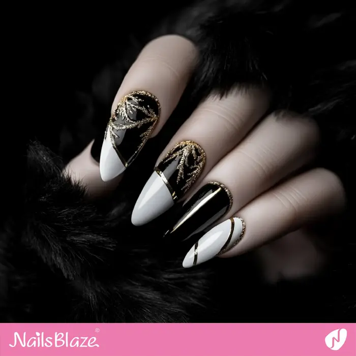 Black and White Nails Winter Design | Classy Winter Nails - NB6603